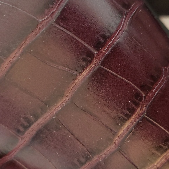 ARiderGirl Naomi Burgandy Western Croc Stacked Heel Pointed Toe Booties Size 6 - Picture 9 of 12